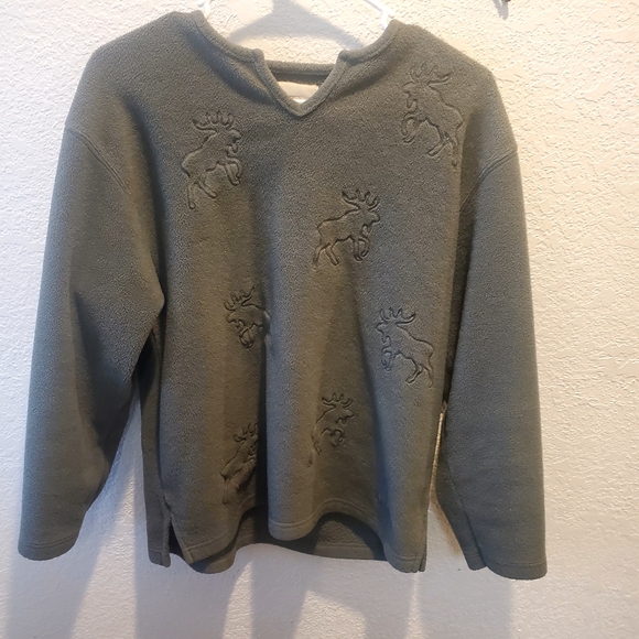 Sweaters - Green Moose Embroidered Sweater